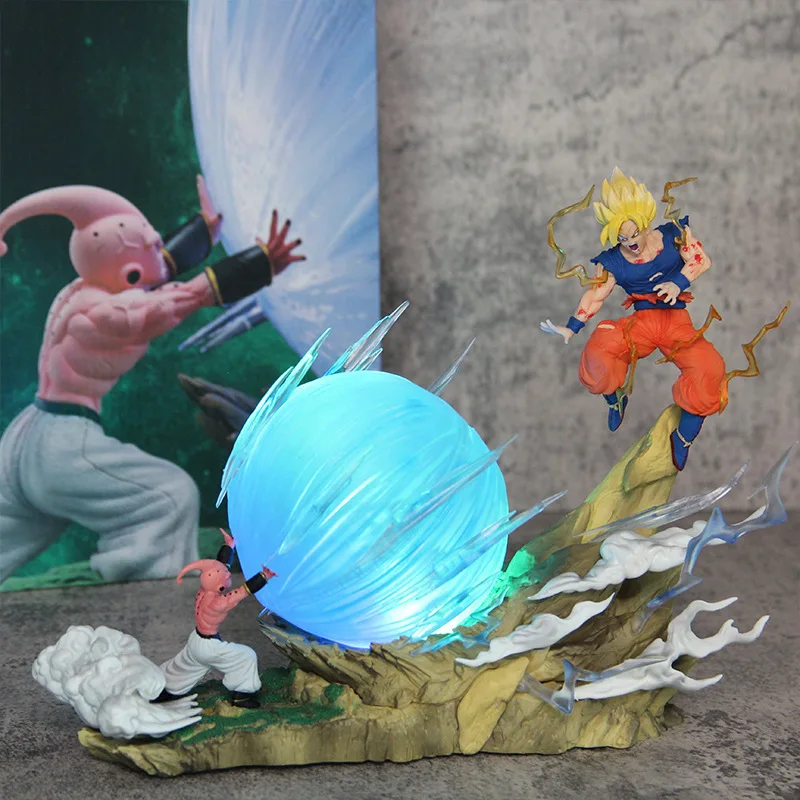 21cm Anime Dragon Ball Xiao Buou vs Wukong escena de batalla puede brillar modelo de mano ornamento estatua juguete figuras de acción Accesorios