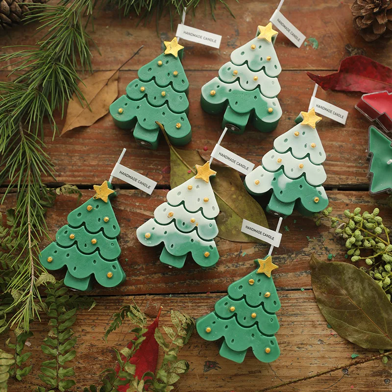 Creative Christmas Tree Scented Candle Decorations Romantic Holiday Christmas Gifts 5pcs Scented Candles