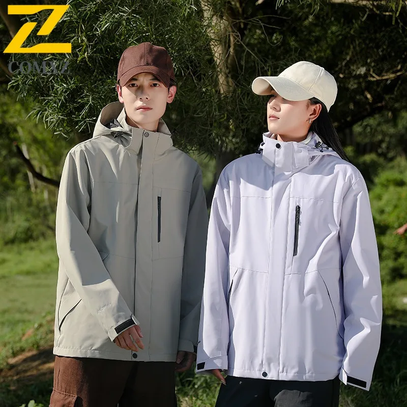 سترة رجالي COMXZ مميزة بقلنسوة لتسلق الجبال مقاومة للرياح معاطف دافئة للدراجات النارية 2025 سترة واقية جديدة للخريف على الطراز اليومي #5