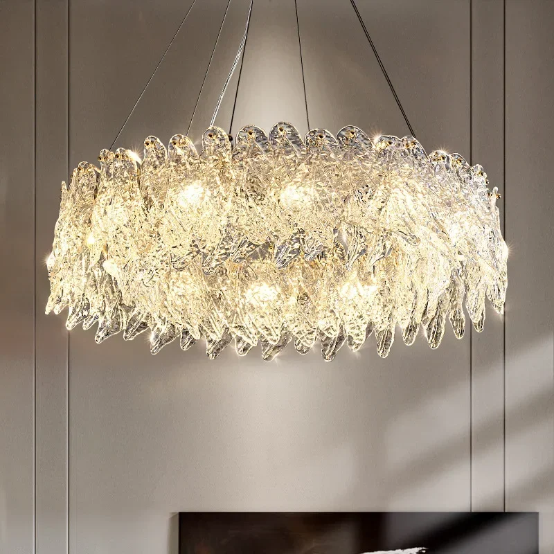 

Modern Ceiling Chandelier Interior Decoration Bedroom Dining Living Room Pendant Lights Luxury Glass Petal Led Lighting Fixture