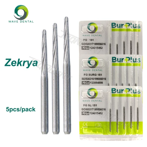5 unids/pack onda fresas de extracción Dental Zekrya fresas Dental carburo de tungsteno fresa FG 1,6mm para pieza de mano de alta velocidad FG151