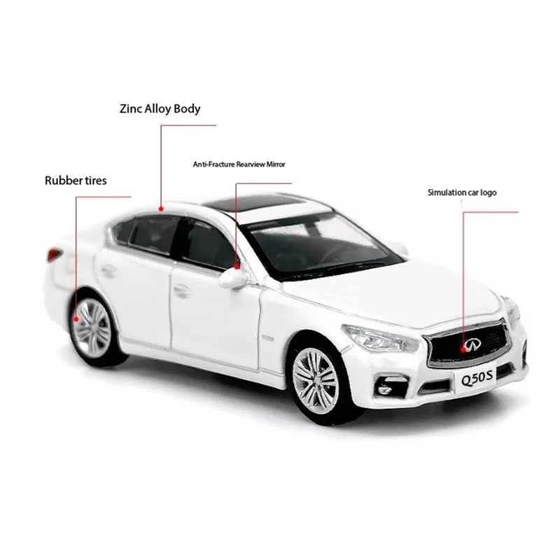 

PAUDI Diecast 1:64 Scale Infiniti Q50S 2014 Alloy Simulation Car Model Boy Collectibles Souvenirs Holiday Gifts Display