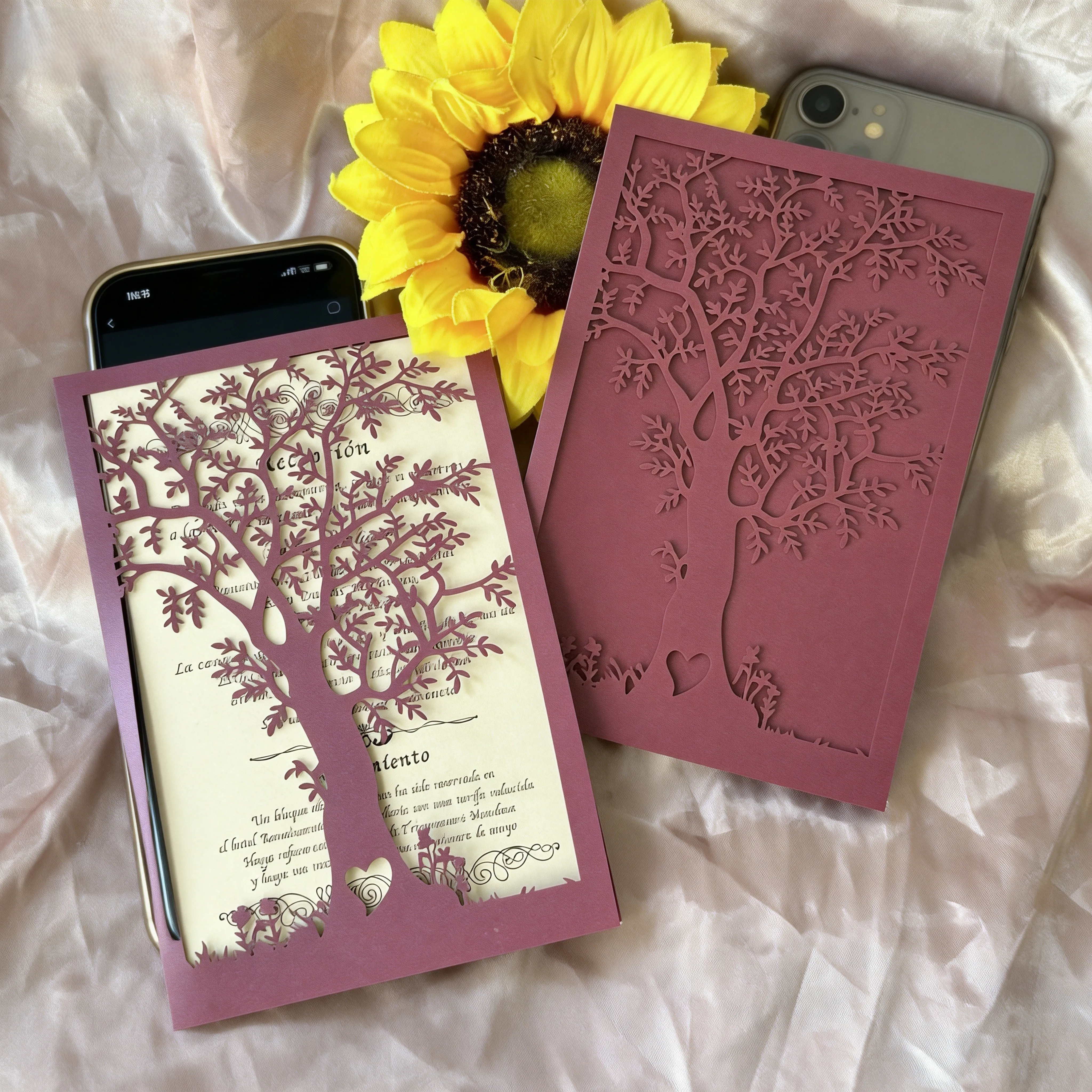 Custom10pcs Pearl Tree Laser Cut Wedding Invitation Cards Lace Greeting Card Invite for Marriage Birthday Party Gift Decoration