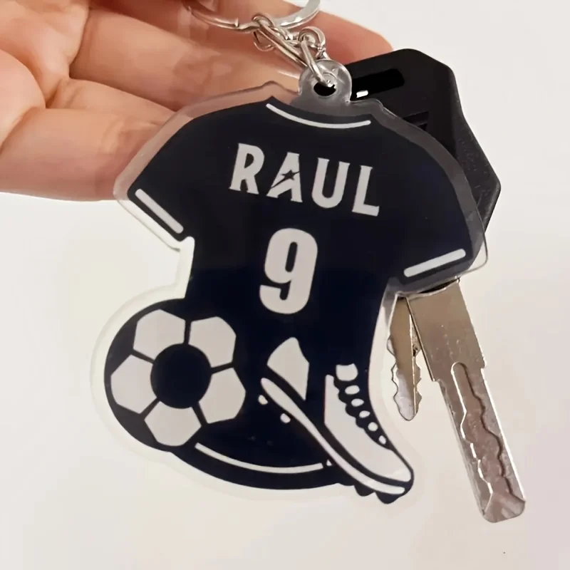 2D Flat Custom Football Jersey Keychain - Personalized Name And Number, Football And Shoe Design - Football Player, Fan image 5