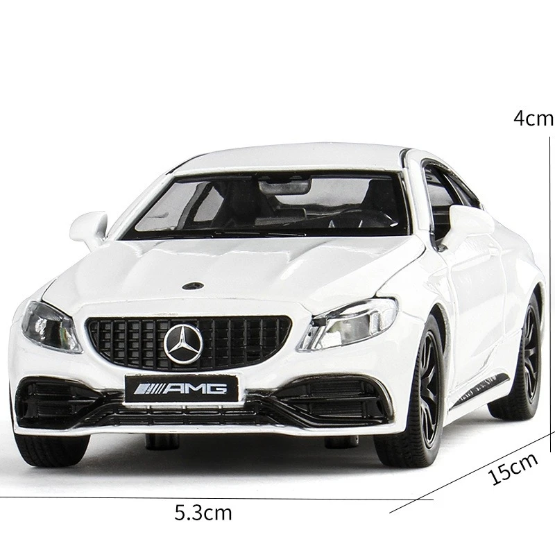 1/32 Mercedes-Benz C63 S AMG Toy Car Model RMZ CiTY Diecast Notchback Miniature Sound & Light Collection Gift For Children Boys