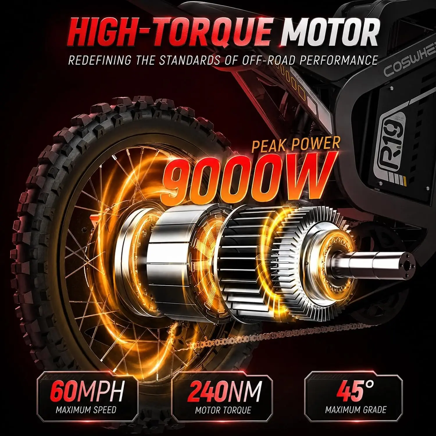 9000W Peak Electric Dirt Bike Adults 72V 40Ah Battery Off-Road Motorcycle, Customized