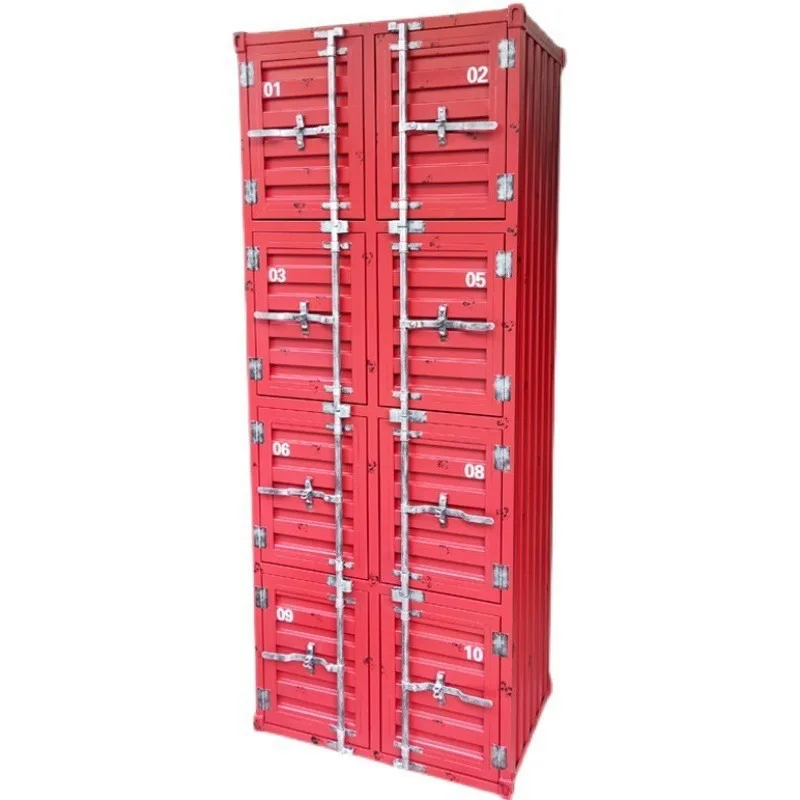Industrial style old employee storage cabinets, storage wrought iron containers, gym locker room storage American office