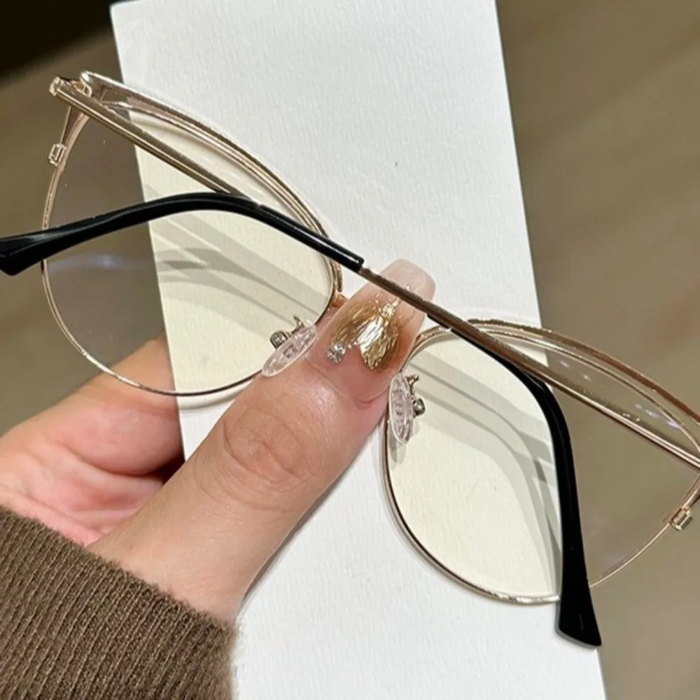 Rhinestone Studded Anti-blue Light Glasses Metal Frame Transparent Square Frame Myopia Glasses Anti Radiation Lightweight