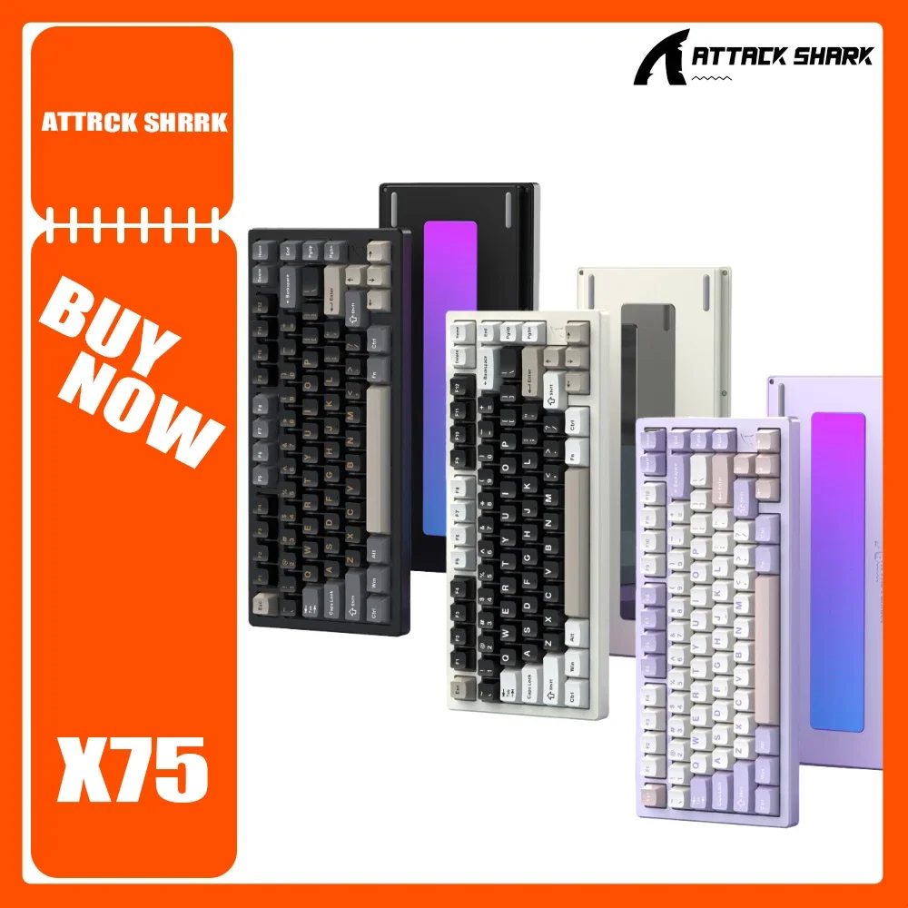 ATTACK SHARK X75 Wireless Mechanical Keyboard Aluminium Alloy Three Mode RGB Gaming Keyboard Hot Swap Gasket Pc Gamer Accessory