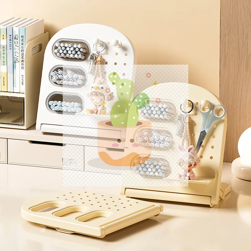 فرشاة للمكياج وصندوق تخزين الأدوات لسطح المكتب ذو سعة كبيرة برميل قلم إبداعي عالي القيمة رف تخزين مائل