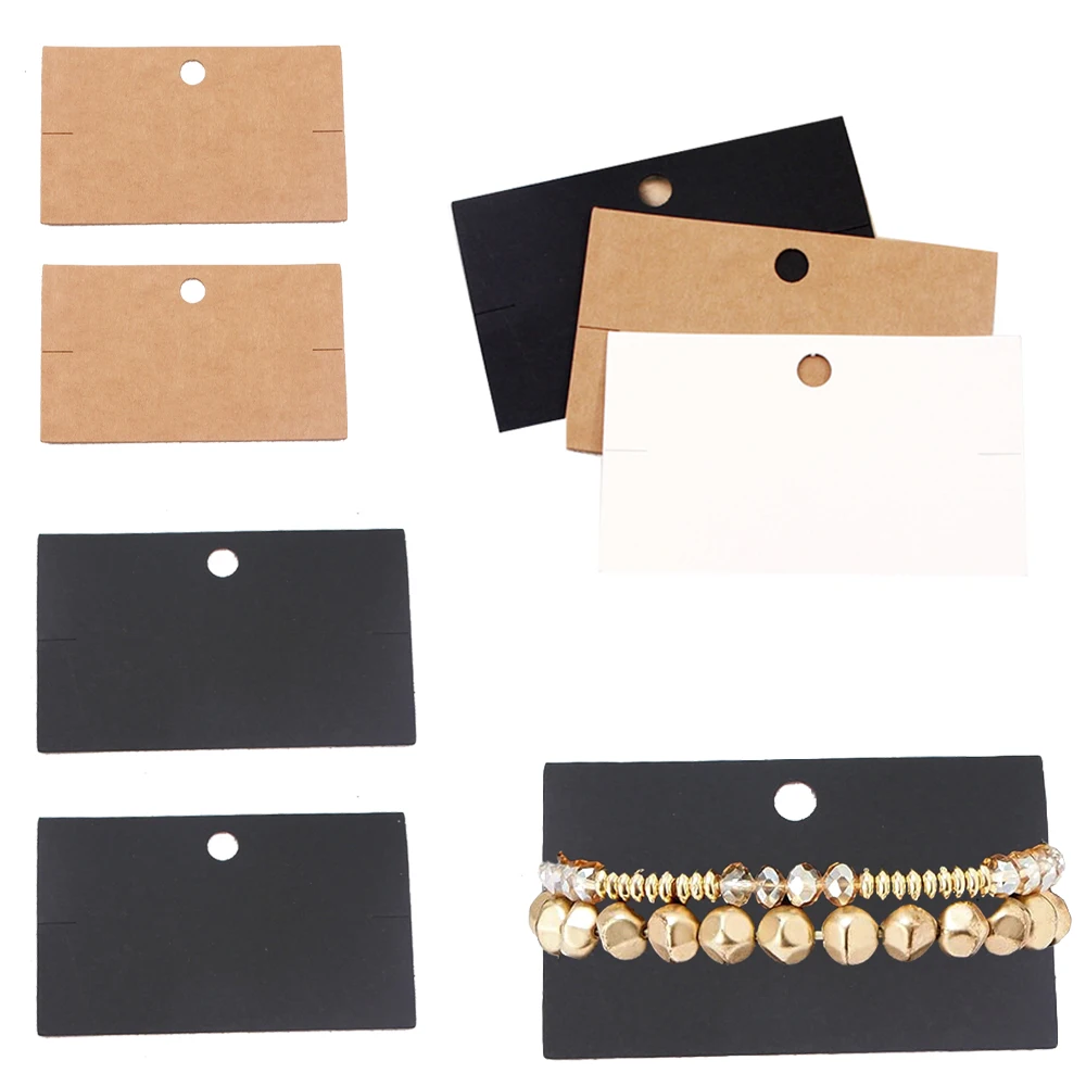 50Pcs Bracelet Earrings Jewelry Display Kraft Paper Packing Cards Holder Showing Retail Tag Handmade Packaging Supply Material