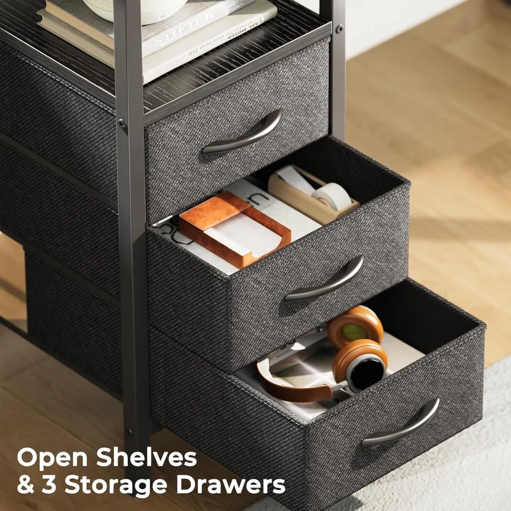 مكتب مكتب كبير على شكل حرف L مع منافذ طاقة، 47 مكتب ألعاب ومنزلي مع 3 أدراج وأرفف تخزين #6