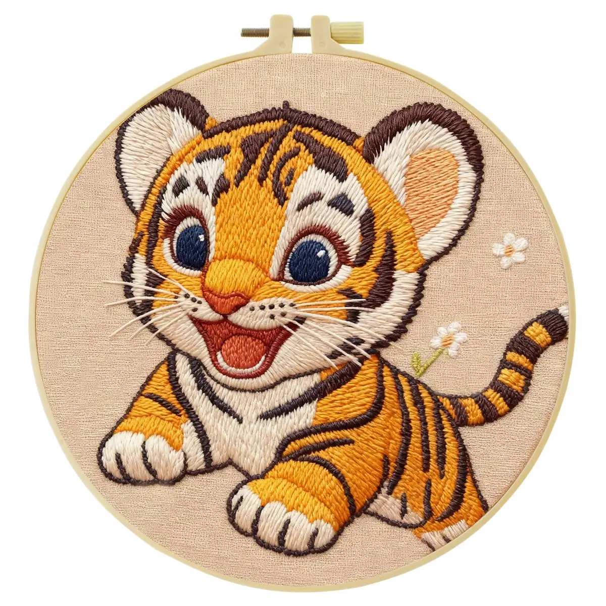 1 Stück 20X20CM/15X15CM 7,87/6,3 Zoll Tier - Tiger Stickerei Starter-Kit DIY-Kit DIY-Stickerei-Set Handarbeiten Heimdekoration – Detail 3