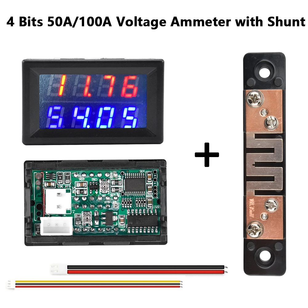 voltimetro digital com amperimetro medidor de tensao atual detector tester bits 028 dual led amp dc 100v 200v 50a 100a 01