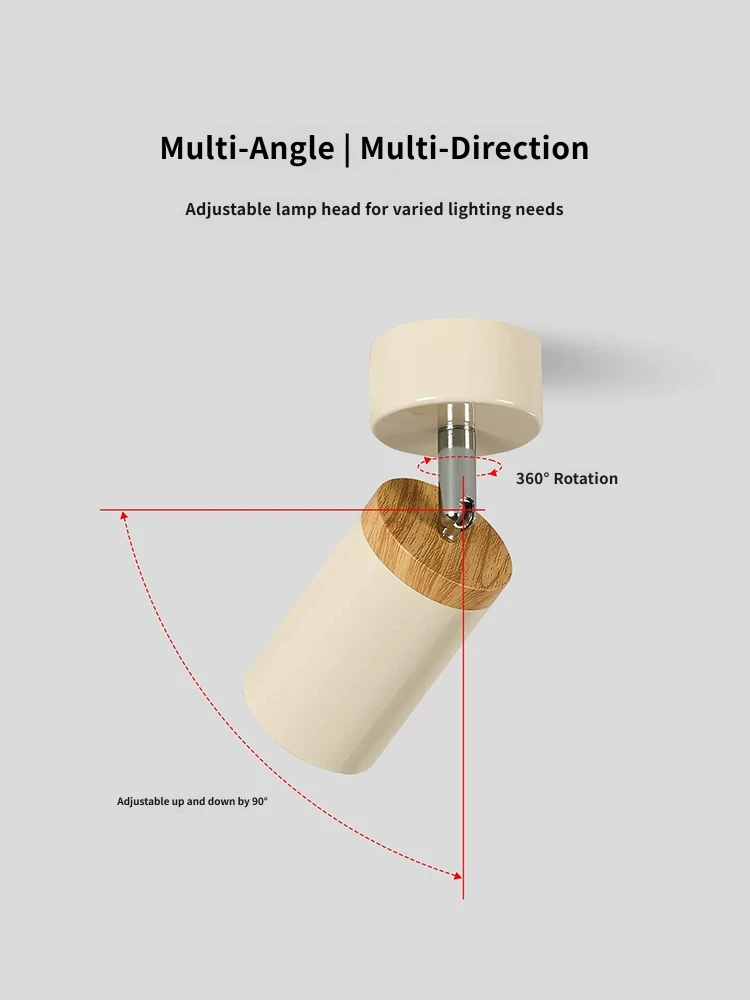 LED Surface Mount Spotlight GU10 Replaceable Bulb Modern Cream Style Minimalist Adjustable Angle Ceiling Light For Home Indoor L