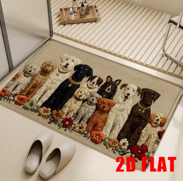 2D Flache Schlafende Hundetürmatte Maschinenwaschbare Außenmatte Geeignet für Schlafzimmer Wohnzimmer Eingang Heimdekoration Teppich – Detail 4