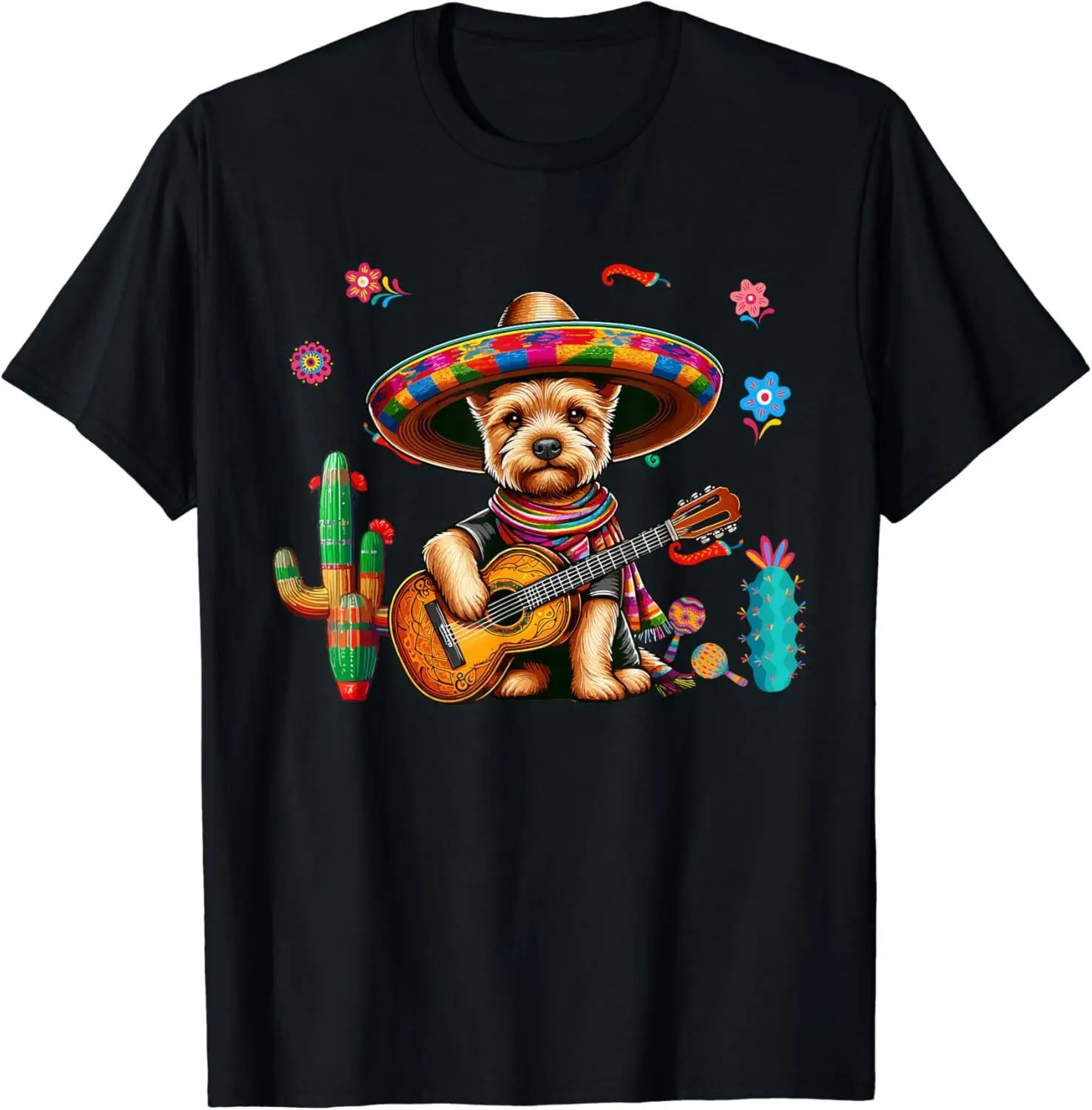 Norwich Terrier Sombrero Mexican Guitar Cinco De Mayo Owner T-Shirt