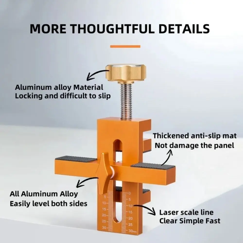 Szybkie pozycjonowanie Przyrząd do montażu drzwi szafki Stabilne mocowanie Regulowany zakres mocowania Zacisk do montażu ramy szafek
