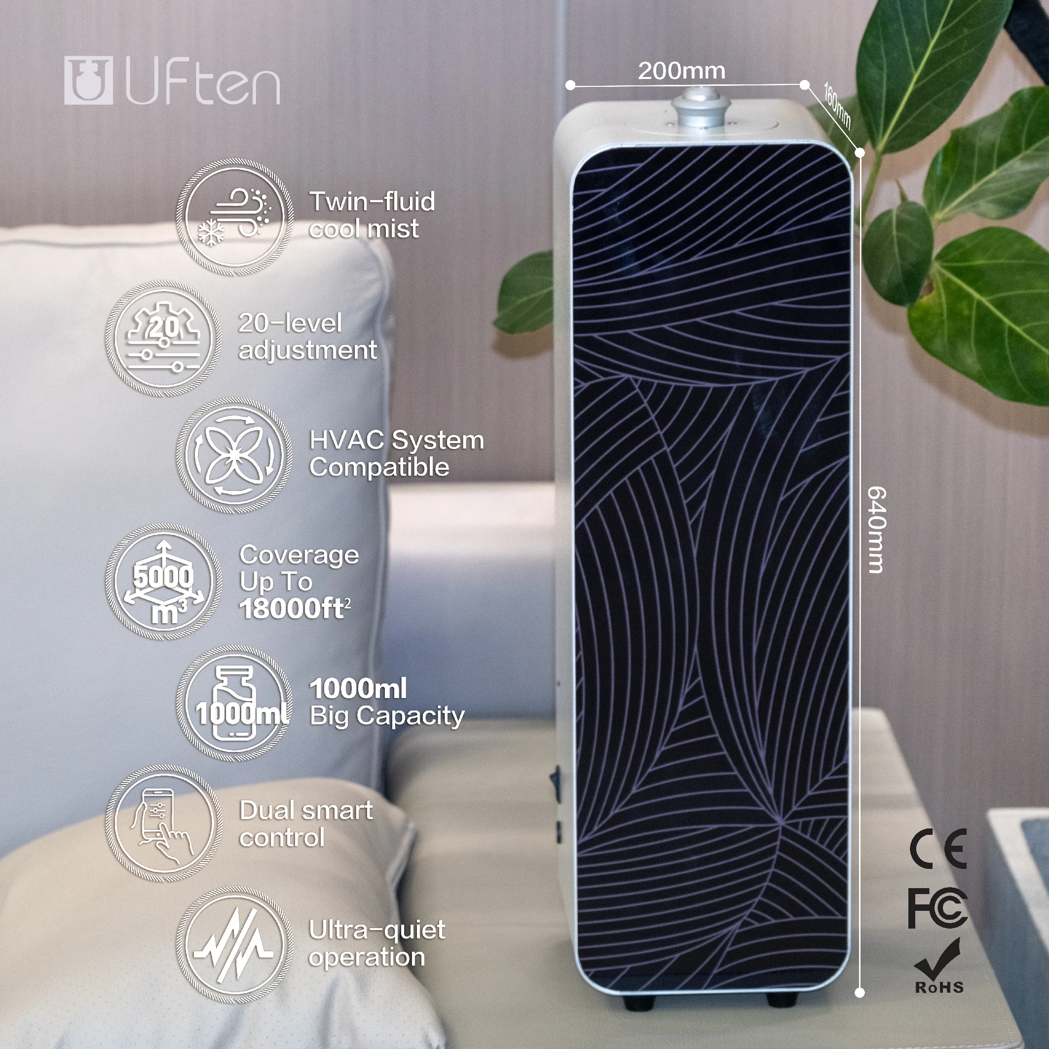 2025 High-End Electric 1000ml Smart Blueteeth Waterless Large Aroma Diffuser 5000m³ Space Scent Air Machine for Hotels