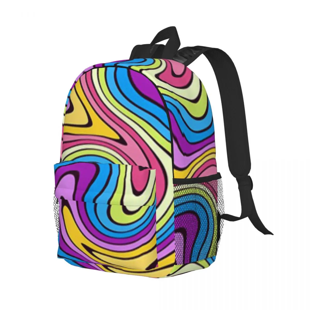 

Swirl Color Psychedelic Geometric Backpack Student Boys Girls BookBag Children School Bag Computer Shoulder Bags for Men Women