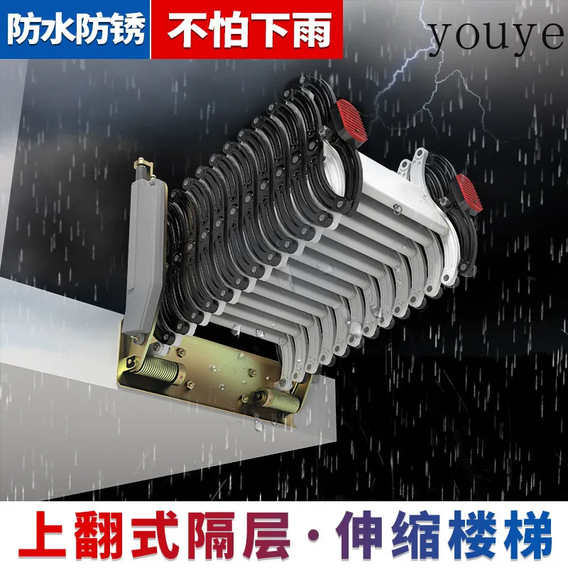 

Attic telescopic staircase household indoor folding lift duplex custom outdoor terrace finished product retractable ladder