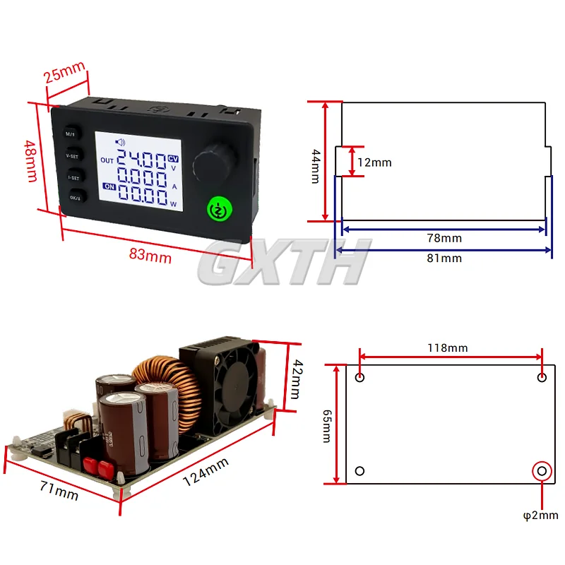 1430W 22A CNC Step-down Adjustable Regulated Power Supply 6-75V To 0-65V Constant Voltage And Constant Current Module