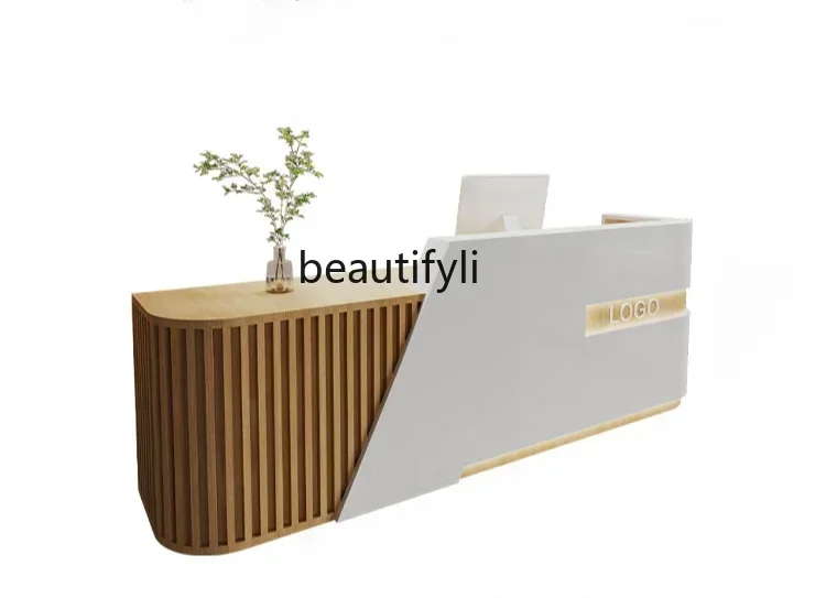 

Y cqySimple Paint Front Desk Clothing Store Cashier Office Area Company Reception Desk Bar Barber Shop Beauty Salon Counter