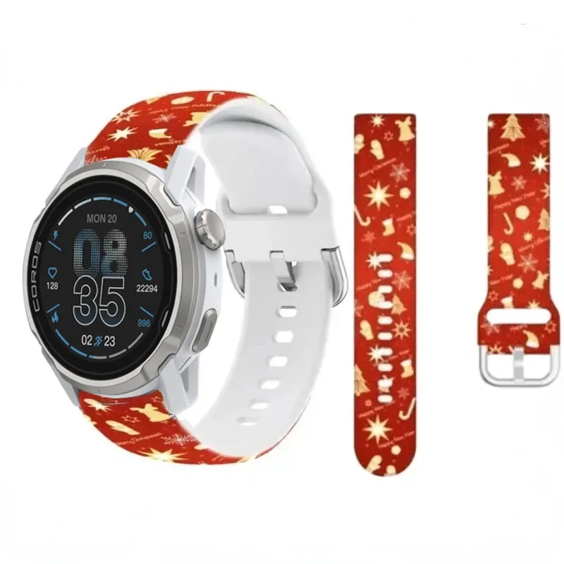 22mm 20mm Christmas Style Silicone Strap For COROS APEX 4 42mm/PACE Pro/3 Comfortable Wristband For Suunto Vertical 2/Run/Race 2