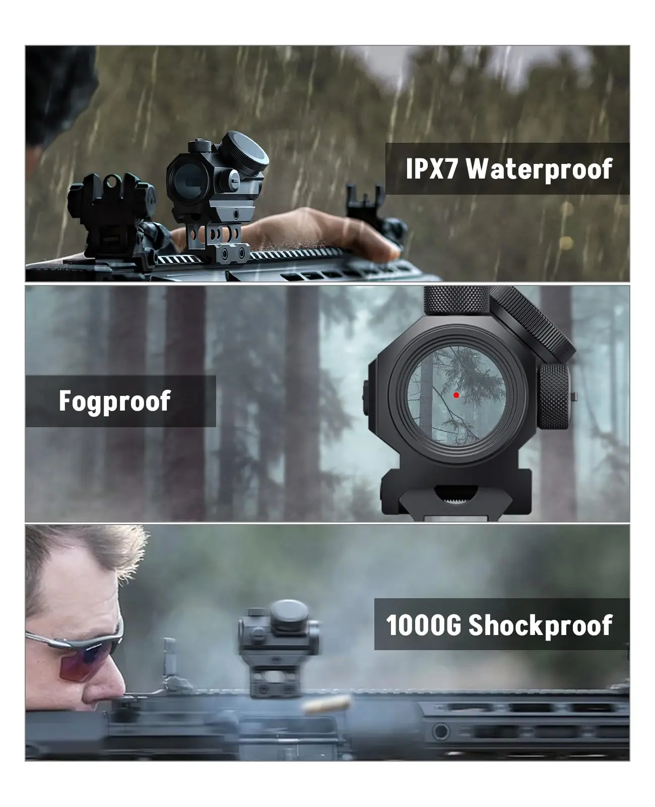 MidTen قابلة للشحن ريد دوت البصر 1x20 مللي متر 2 MOA ريد دوت نطاق قابل للشحن مع أقل 1/3 Co-Witness Riser #4