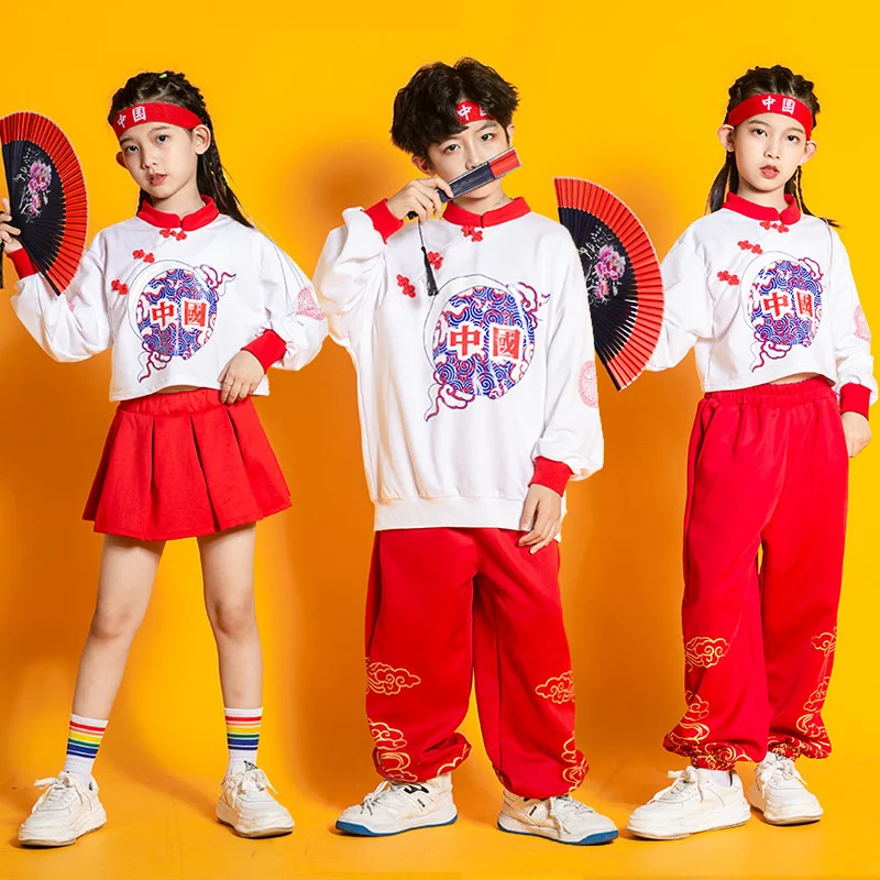 

Children's cheerleading performance clothes boys' Chinese style national tide Han clothes patriotic girls' primary school games