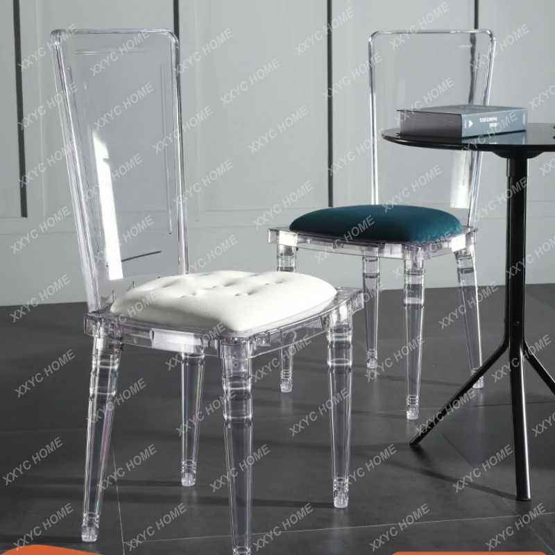 

Transparent Chair Modern Minimalist Acrylic Armchair Milk Tea Shop Restaurant Crystal Dining Chair