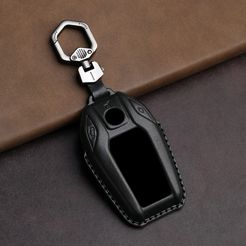 Image of Echtes Leder-Schutzhülle für BMW Schlüssel 7er Serie 730Li 740 Neue X5 X6 X7 Schnalle 530Le Auto 6er Serie 630GT Schlüsselhülle Cover Fob