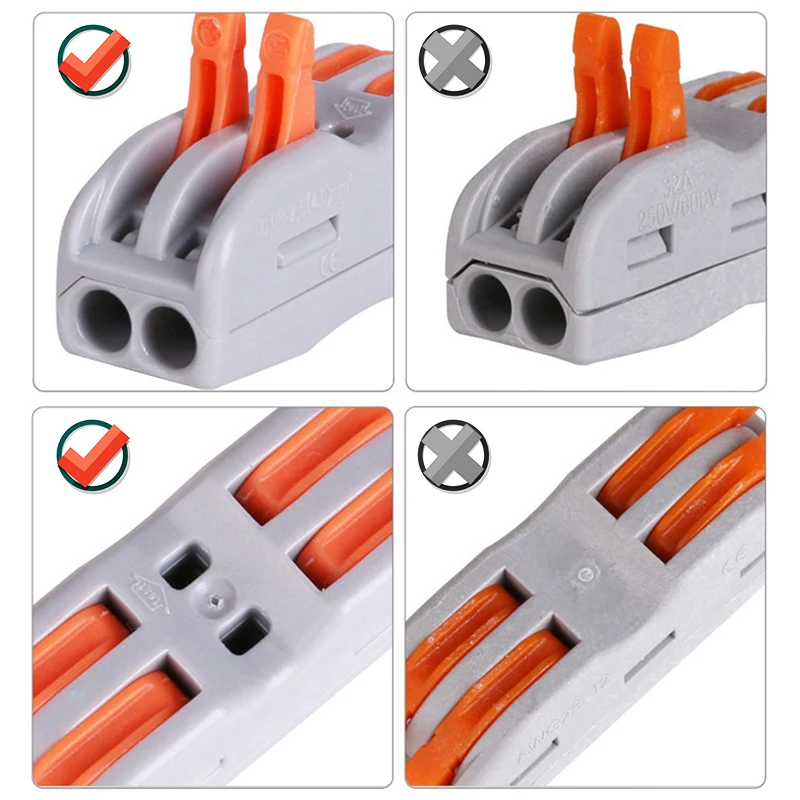 10/60 Stück Drahtverbinder 2 3 5 Pin Elektrokabel LED-Streifenverbinder Mini-Käfigfeder Universeller kompakter Schnellverdrahtungsleiter