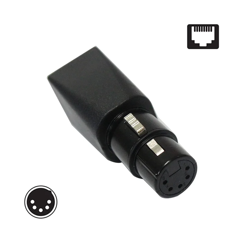 

A63K-1Pair DMX To RJ45 Connector RJ45 Ethernet To 5 Pin XLR DMX Female & Male Adapter For Audio Video, Easy To Use Durable
