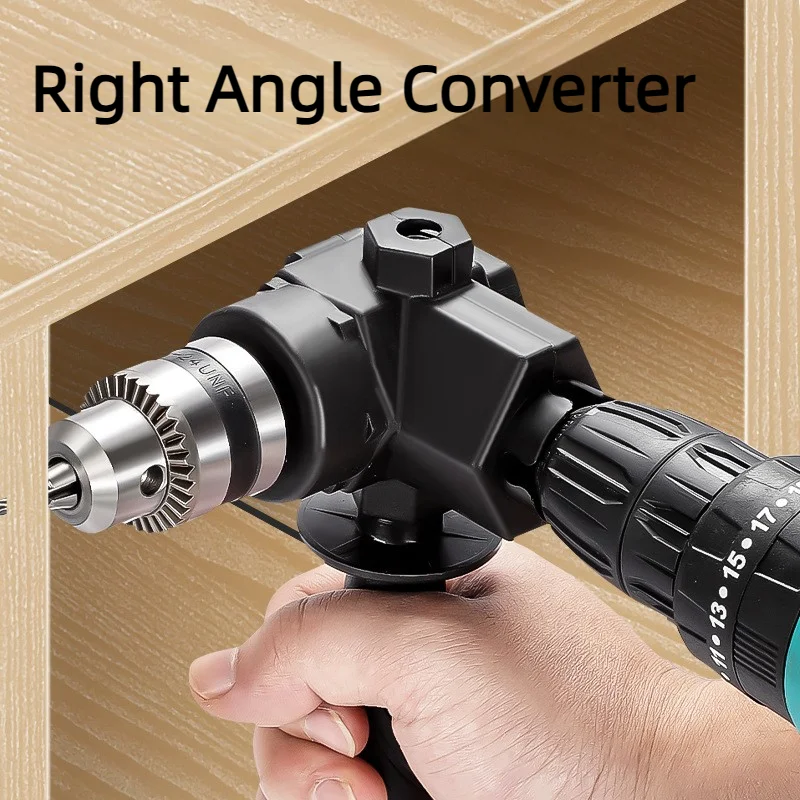 

90 ° Угловой адаптер для дрели с тремя пальцами, удлинитель-переходник для дрели, угловой конвертер-аксессуар