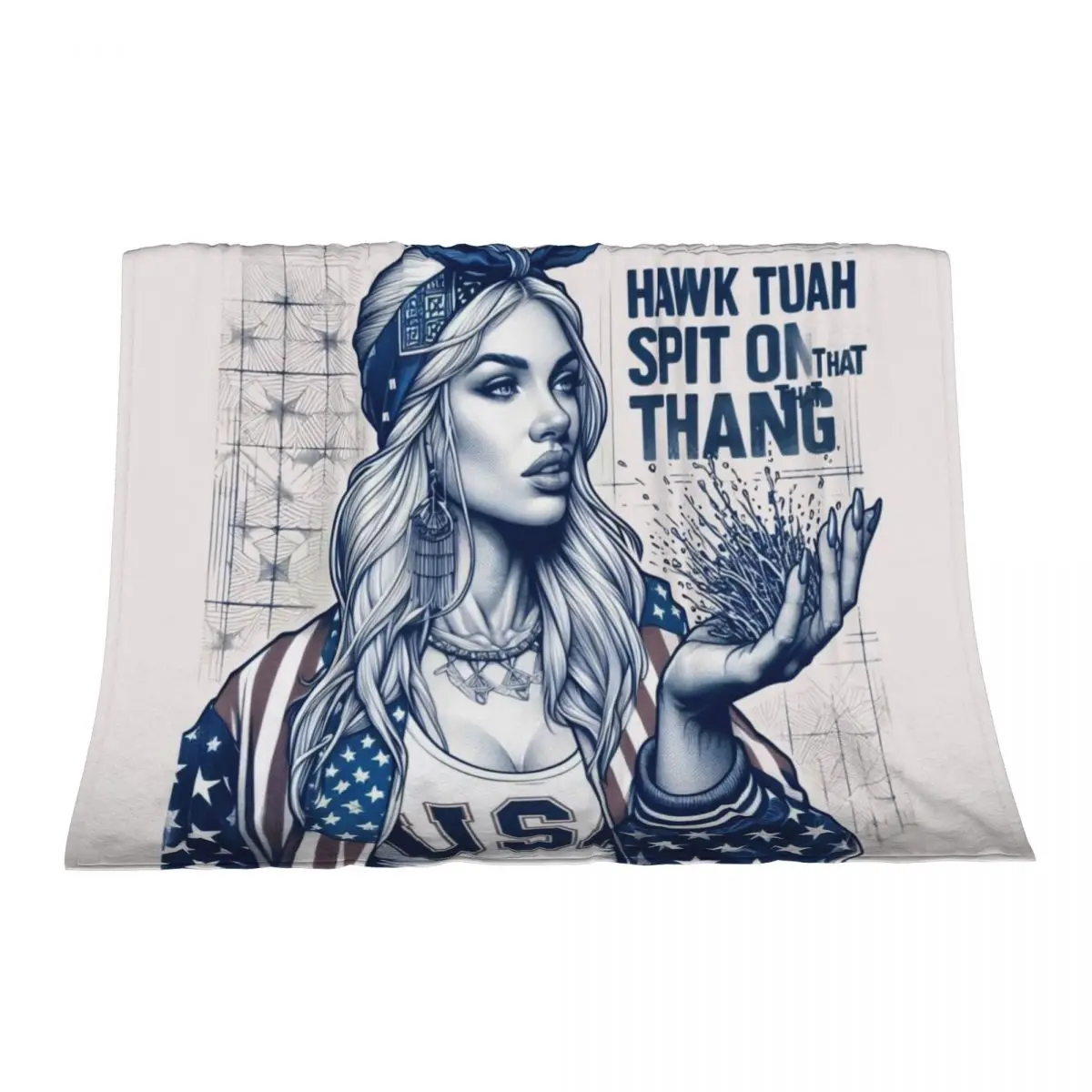 

Spit on That Thang: Hawk Tuah Edition Throw Blanket Furrys Furry funny gift Polar Blankets