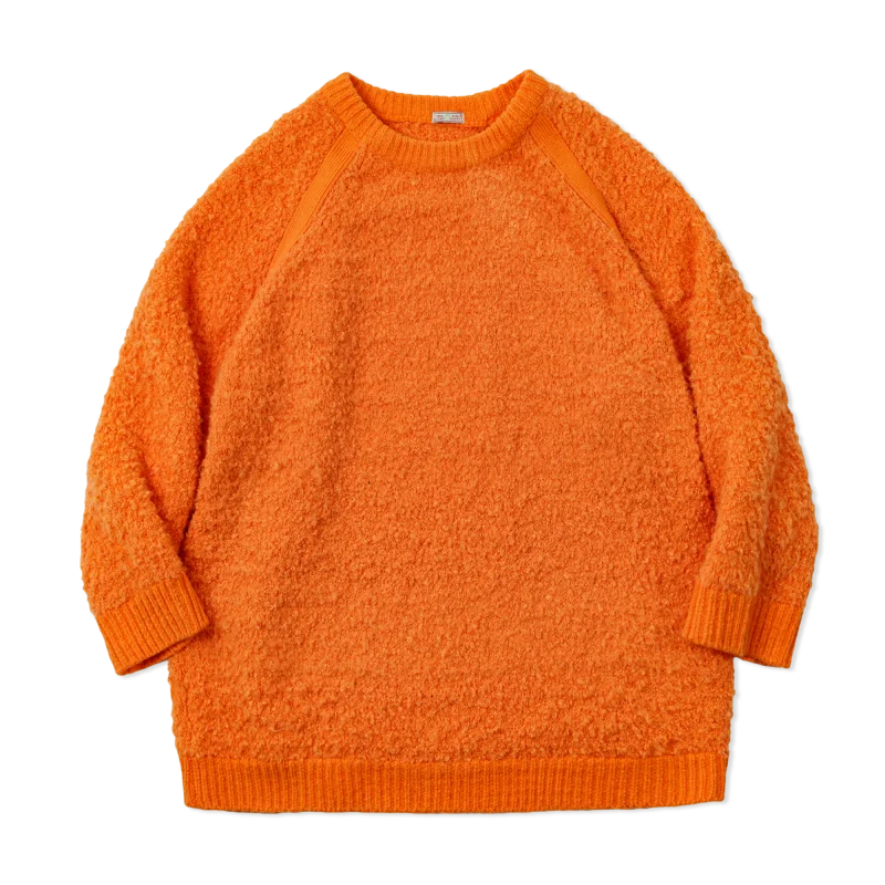 Maden Women\'s Vintage Pullover Orange Sweater Autumn/Winter Round Yarn Knitted Warm Sweater Underlay