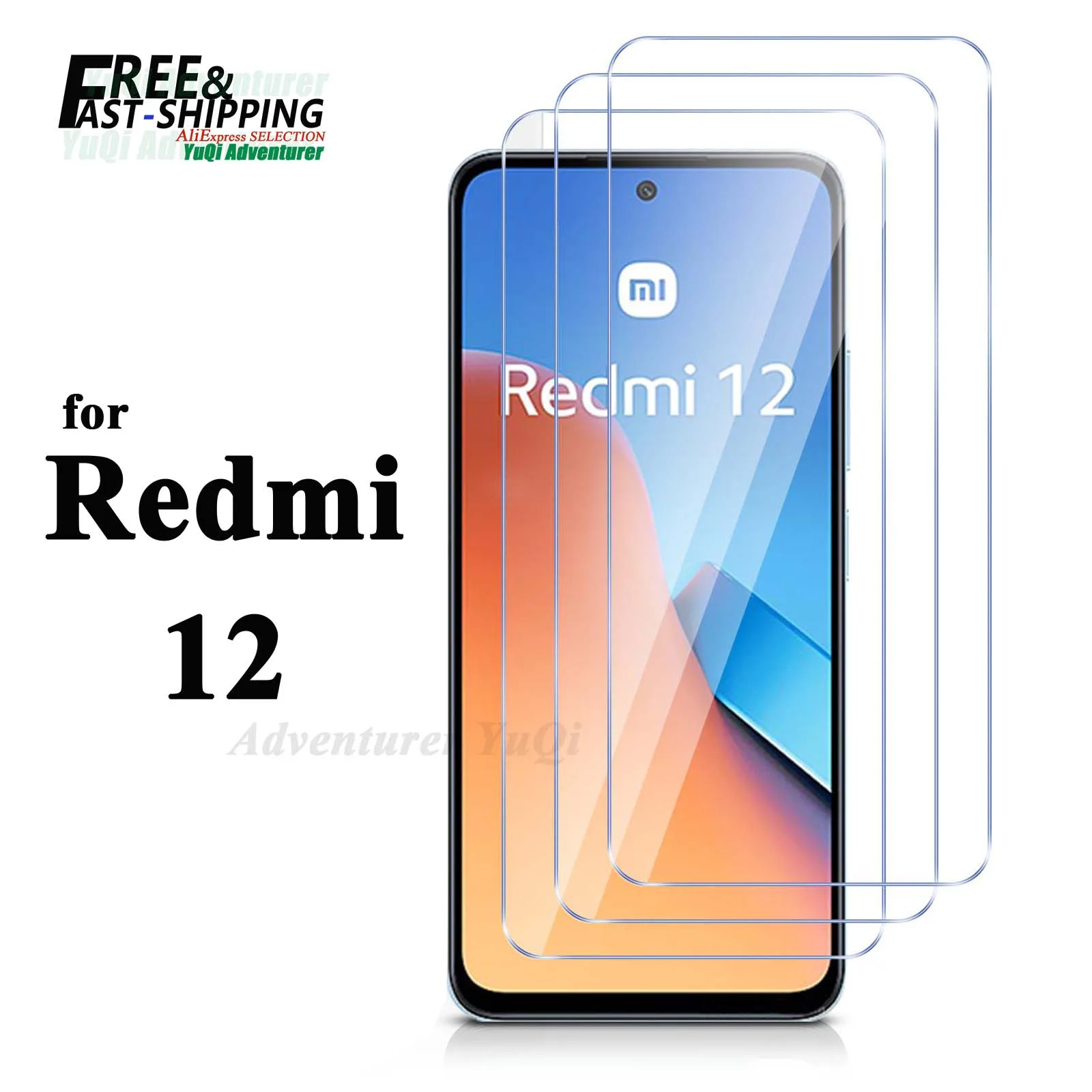 Screen Protector For Redmi 12 Xiaomi, Tempered Glass HD Crystal 9H Anti Scratch High Aluminum Case Friendly