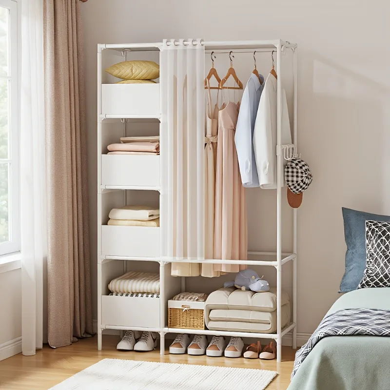 Staubdichter Kleiderständer zum Aufstellen, Multifunktionales Mehrstöckiges Regal für Schlafzimmer und Mietwohnungen zur Aufbewahrung von Kleidung, Hüten und Schuhen