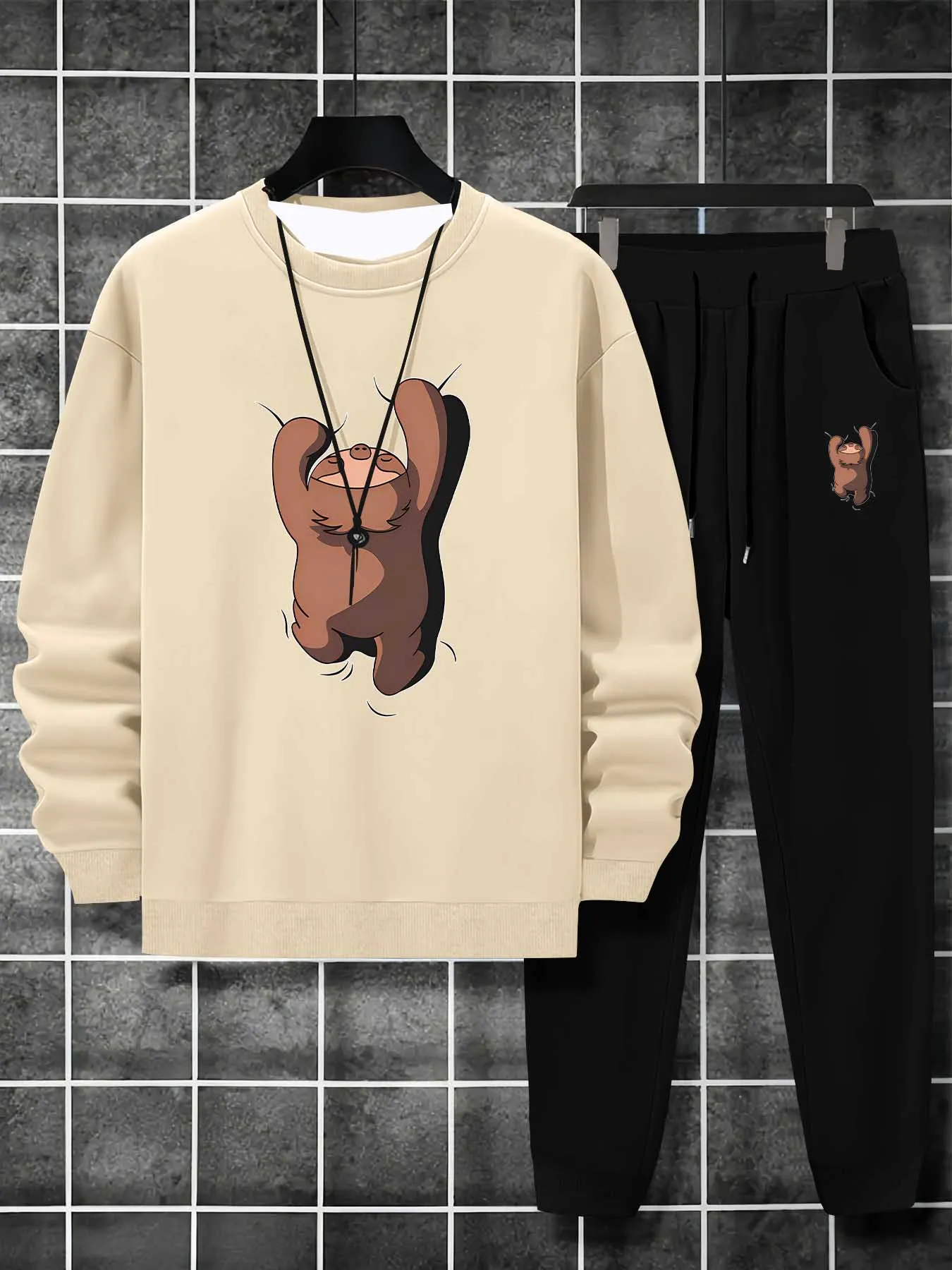 

2025-26 Autumn/Winter Y2K Men's Sports Set Sloth 3D Printed Fashion Suitable for Men's Street Leisure Daily 2-piece Set