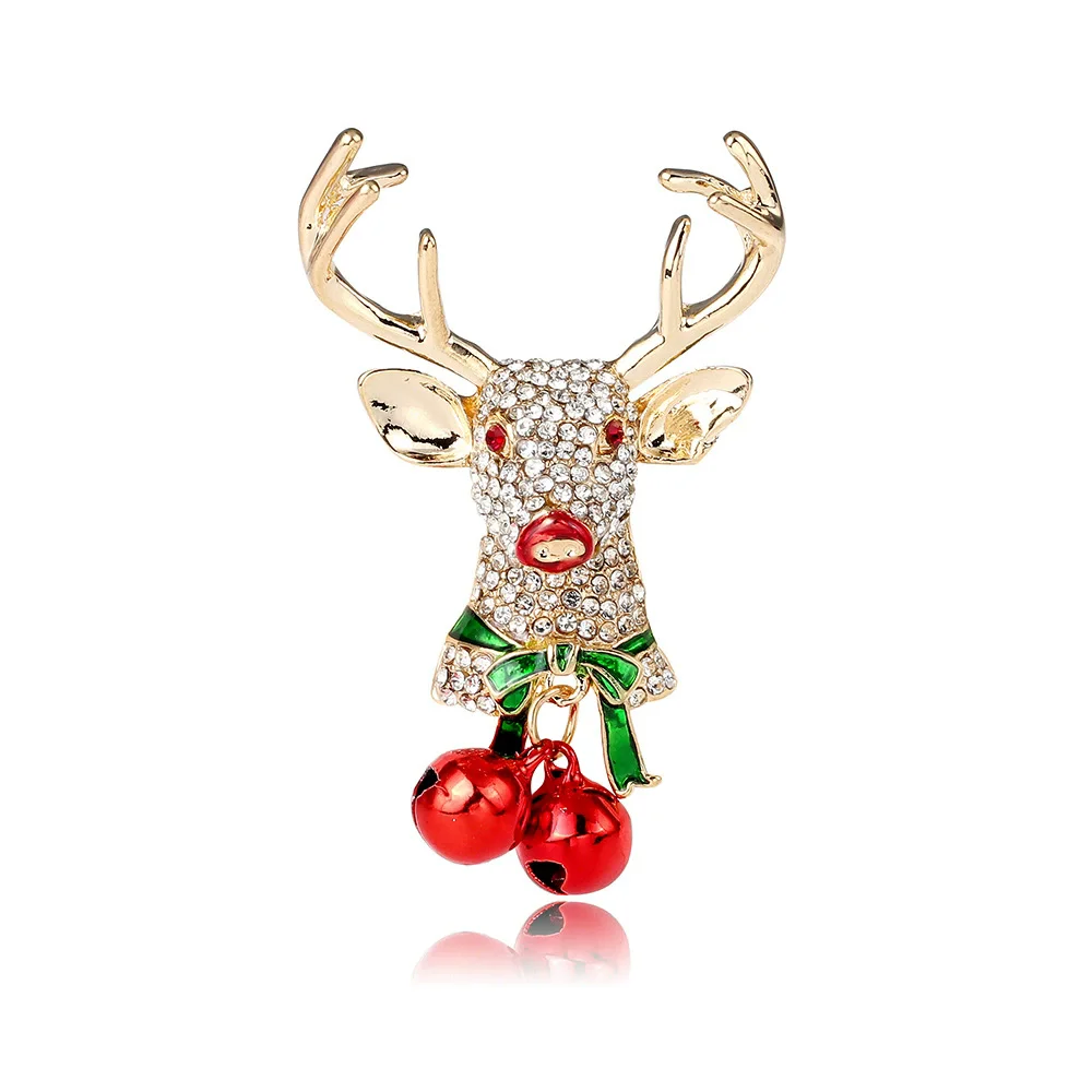 Hot Sale Christmas New Year Brooch, Sparkling Rhinestone Santa Claus, Elk Penguin, Snowman Boots, Bell Wreath Pin Jewelry Gift