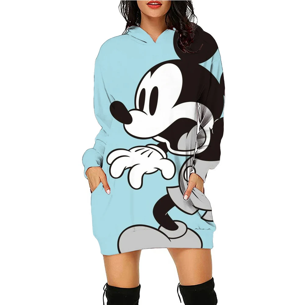 2025 New Mickey Mouse Minnie Hoodie Dress Sweater Fashion Disney Dress Sweatshirt Dress 3d Allover Printing Women Hoodie