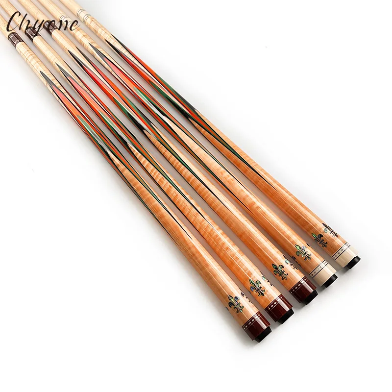 

Chyone Hotsale High Quality 3 Cushion Cue With 12pcs Laminated Maple Shaft 3/8-10 Piloted Joint Inlay Carom Cue Pool Cue