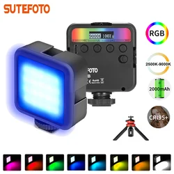   Sutefoto T4 Taşınabilir Tam Renkli RGB Led Video Işığı 2500K-9000K 6W 2000mAh Kamera Işığı 3 Soğuk Ayakkabı ile fotoğraf aydınlatması