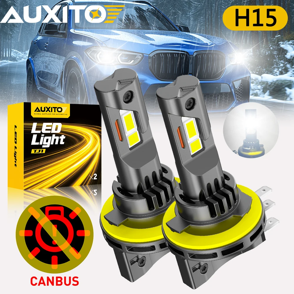 

2 шт. AUXITO H15 Turbo светодиодные фонари Canbus для Volkswagen Golf 6 7 Ford BMW с DRL дневными ходовыми огнями белого цвета дальнего света ампула