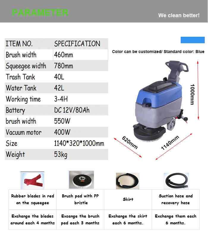 C460S Professional Battery Operated Floor Cleaning Machine Concrete Scrubber Tile Cleaning Machine Floor Scrubber