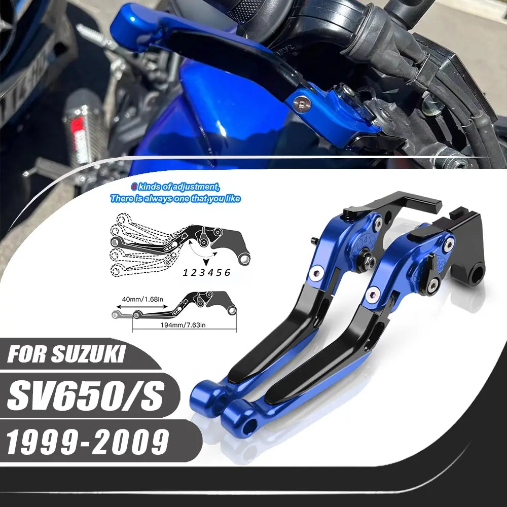 For Suzuki SV 650 SV 650S SV650 SV650S 1999-2009 Motorcycle Adjustable CNC Aluminum Alloy Folding Extendable Brake Clutch Lever