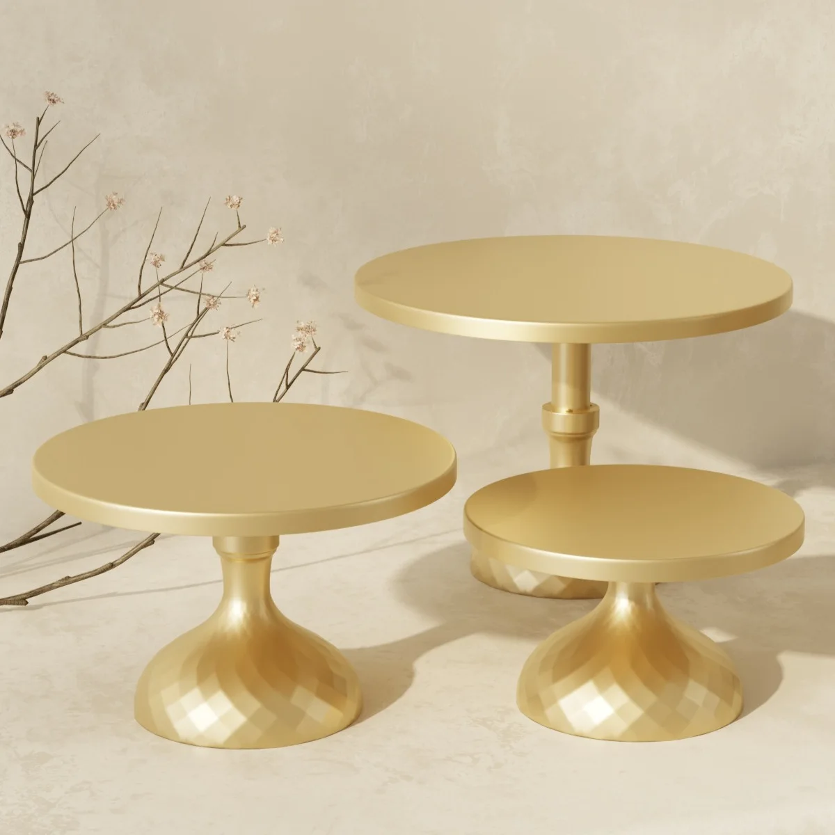 Modern Wedding 3-Piece Dessert Stand Set - Tiered Cake Plate & Fruit Tray for Party Buffet