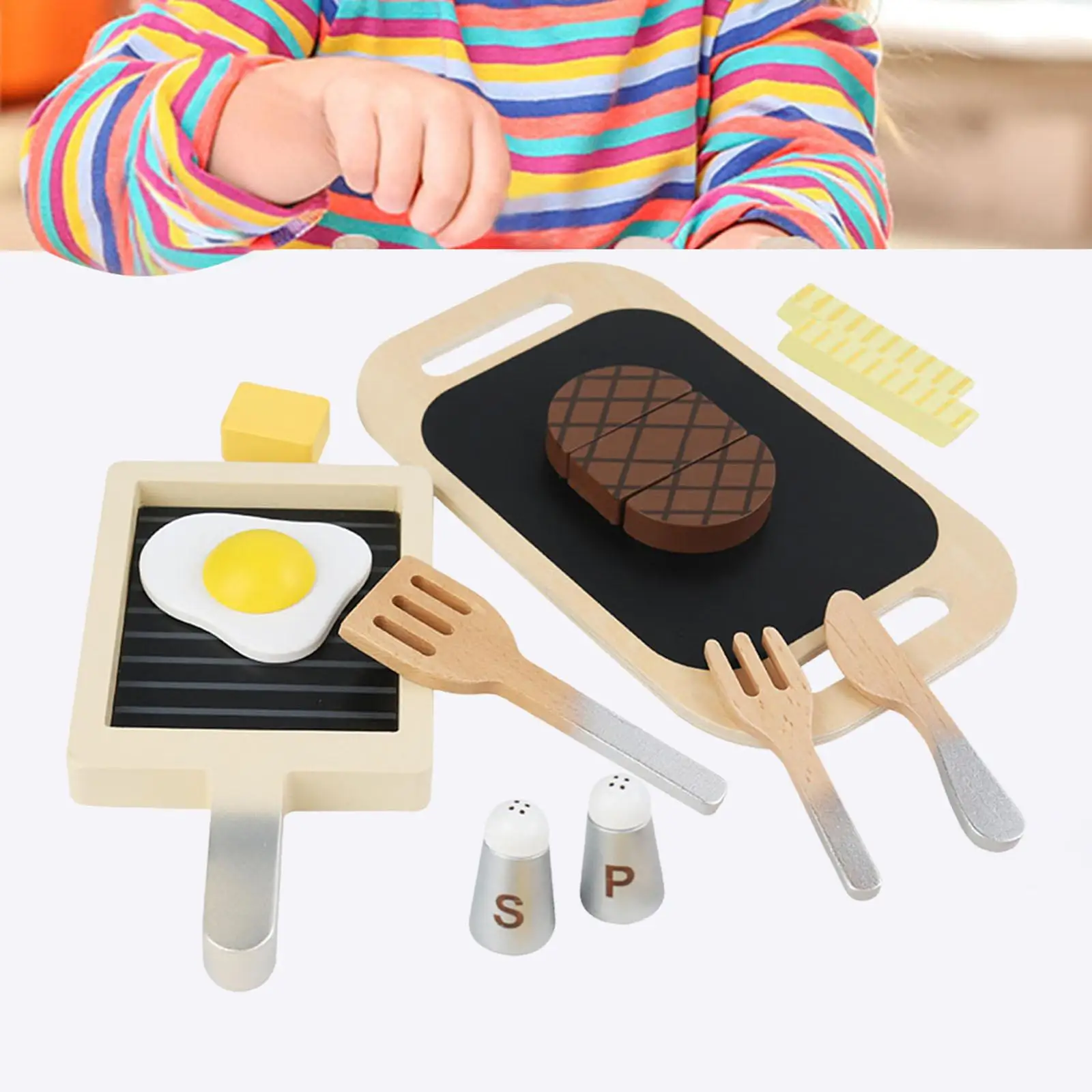 Accesorios de cocina de madera, utensilios de cocina de juguete, juego de simulación, juego de accesorios de cocina, juguetes de cocina para regalo de cumpleaños