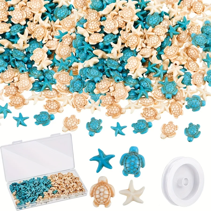 

200 шт., бирюзовые бусины в форме морской звезды